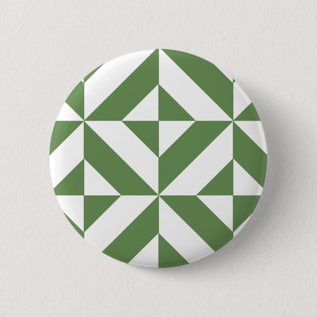Macaron Rond 5 Cm Motif de cube vert laiton foncé (Devant)
