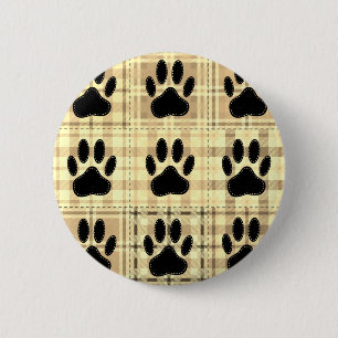 Macaron Rond 5 Cm Motif De Dessin De Chien Paw À Sepia