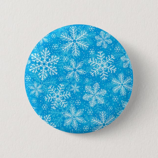 Macaron Rond 5 Cm Motif de flocons blancs (Devant)