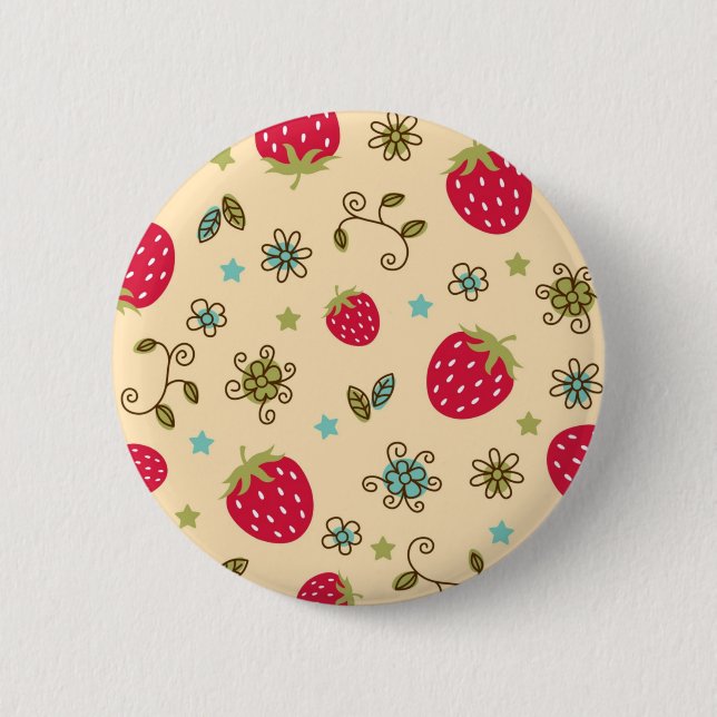 Macaron Rond 5 Cm Motif de fraises (Devant)