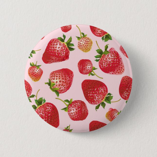 Macaron Rond 5 Cm Motif de fraises (Devant)