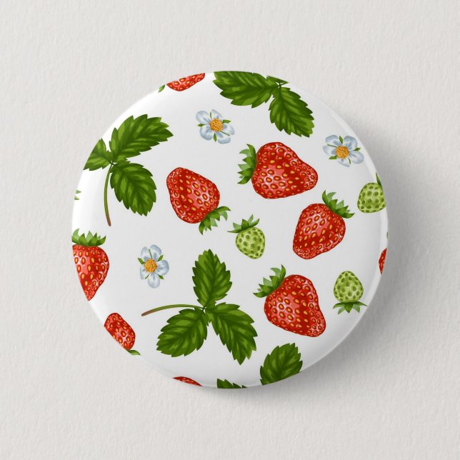 Macaron Rond 5 Cm Motif de fraises (Devant)