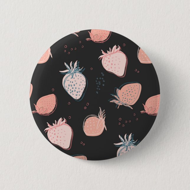 Macaron Rond 5 Cm Motif de fraises (Devant)