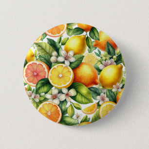Macaron Rond 5 Cm Motif de fruits d'agrumes à l'aquarelle