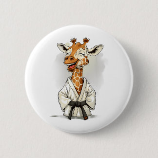 Macaron Rond 5 Cm Motif de girafe de karaté Taekwondo Jiu-Jitsu Mma