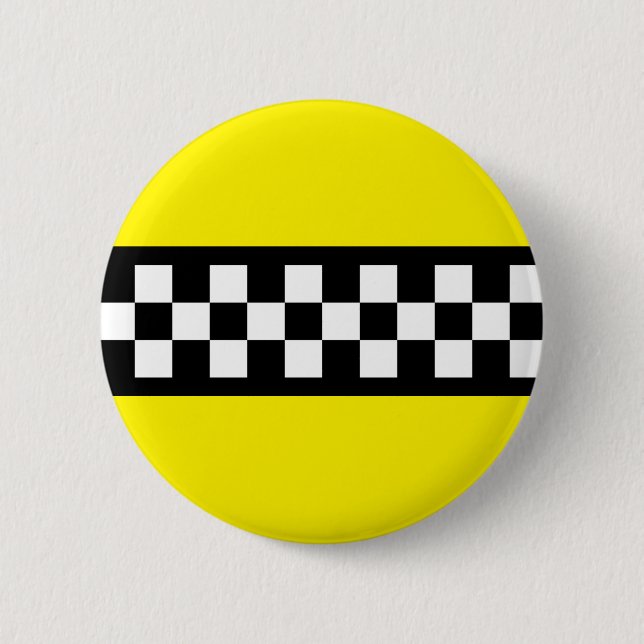 Macaron Rond 5 Cm Motif de la bande de contrôle de taxi (Devant)