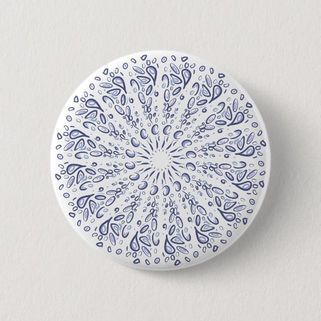 Macaron Rond 5 Cm Motif de mandala bleu (Devant)