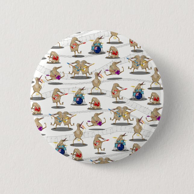 Macaron Rond 5 Cm Motif de musique de Kiwi NZ (Devant)