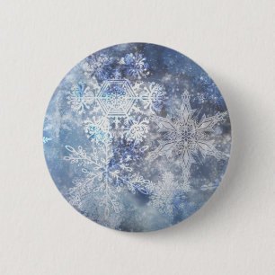 Macaron Rond 5 Cm Motif de Noël bleu texturé de glace et de neige