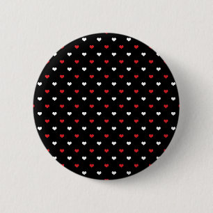 Macaron Rond 5 Cm Motif de petits cœurs rouges et blancs sur fond no