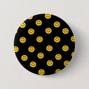 Macaron Rond 5 Cm Motif de point jaune de polka