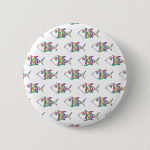 Macaron Rond 5 Cm Motif de poisson Abstrait