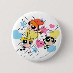 Macaron Rond 5 Cm Motif de Powerpuff Girls Townsville