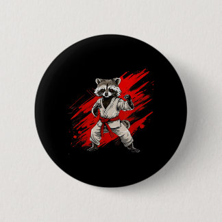 Macaron Rond 5 Cm Motif de raton laveur de karaté Taekwondo Jiu-Jits