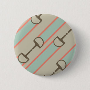 Macaron Rond 5 Cm Motif de ruban de Coral et Mint Horse Bit