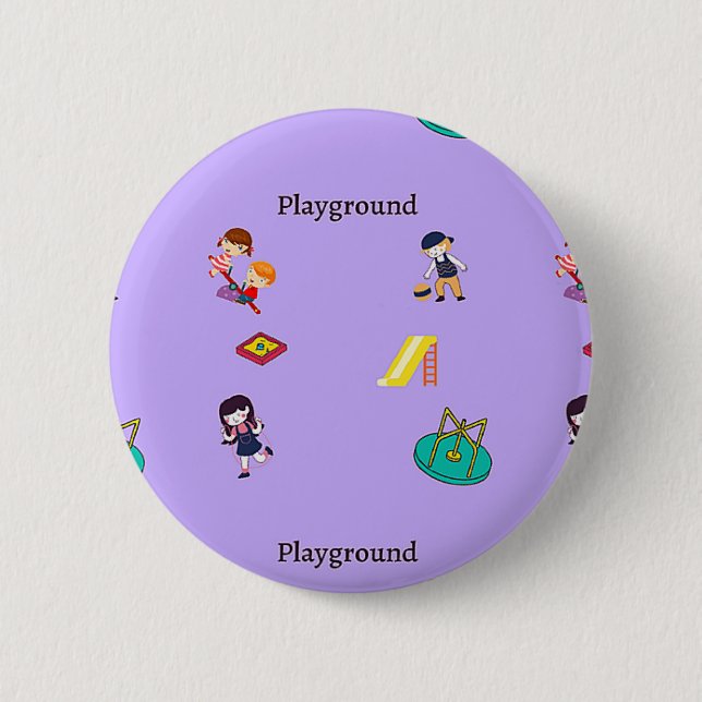 Macaron Rond 5 Cm Motif de terrain de jeu sur violet (Devant)