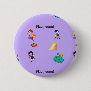 Macaron Rond 5 Cm Motif de terrain de jeu sur violet