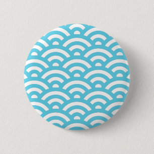 Macaron Rond 5 Cm Motif de vague bleue