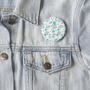 Macaron Rond 5 Cm Motif Des Eléphants, Eléphants Mignons - Gris Bleu