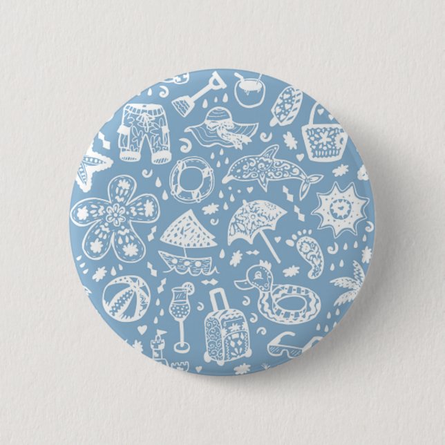 Macaron Rond 5 Cm Motif d'été (Devant)