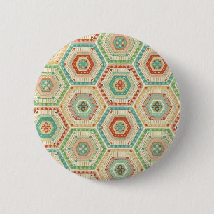 Macaron Rond 5 Cm Motif d'hexagone de sud-ouest d'étape   de Geo de