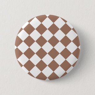 Macaron Rond 5 Cm Motif diamant en blanc et Mocha Mousse