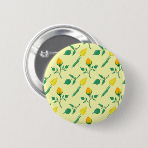 Macaron Rond 5 Cm Motif floral avec rose jaune et fleurs de tulipe