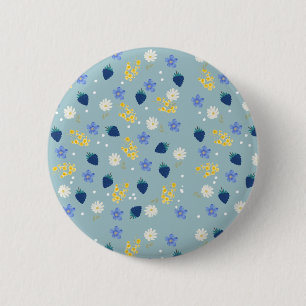 Macaron Rond 5 Cm Motif floral de fleurs sauvages et de mûres