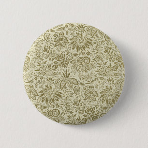 Macaron Rond 5 Cm Motif Floral Vert Sage Antique Damas
