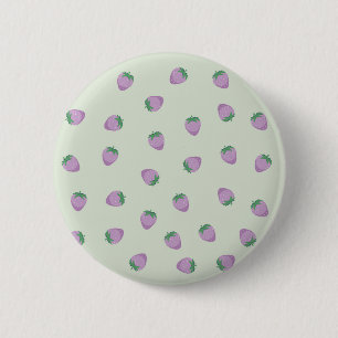 Macaron Rond 5 Cm Motif Fraise Violette sur Fond Vert