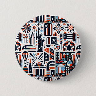 Macaron Rond 5 Cm Motif Génératif du 4 Juillet