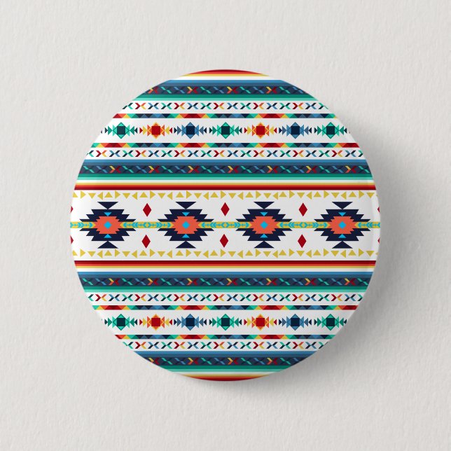 Macaron Rond 5 Cm motif géométrique ethnique tribal tendance (Devant)