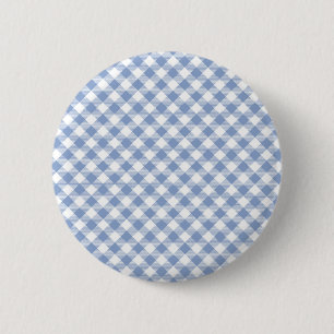 Macaron Rond 5 Cm Motif Gingham Bleu Clair Imprimé Carreaux Classiqu