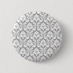 Macaron Rond 5 Cm Motif gris de damassé de caillou