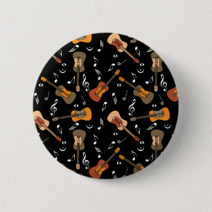 Macaron Rond 5 Cm Motif Guitare Music Notes