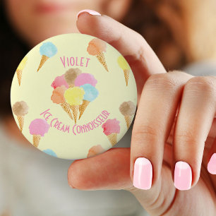 Macaron Rond 5 Cm Motif heureux coloré de cornet de crème glacée