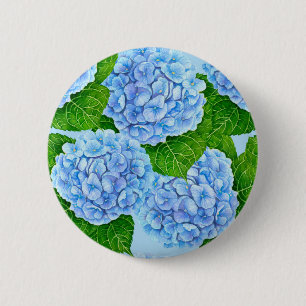 Macaron Rond 5 Cm Motif hydrangée bleu