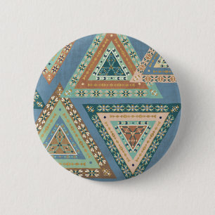 Macaron Rond 5 Cm Motif indien tribal   bleu extérieur de Geo X