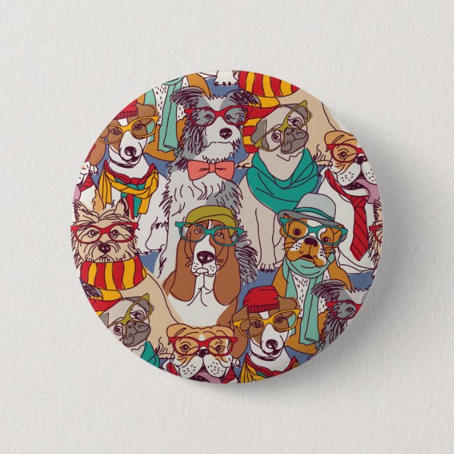 Macaron Rond 5 Cm Motif mignon de mode de chiot (Devant)