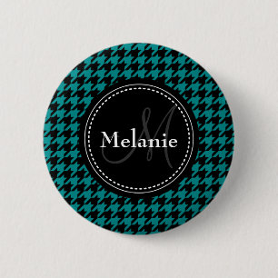 Macaron Rond 5 Cm Motif monogramme noir bleu foncé