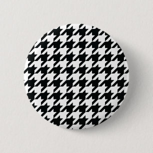 Macaron Rond 5 Cm Motif noir blanc de Houndstooth