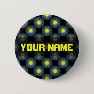 Macaron Rond 5 Cm motif noir jaune