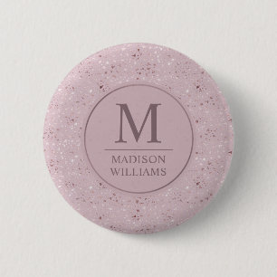 Macaron Rond 5 Cm Motif Pailleté Rose Pâle Douceur Personnalisé