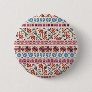 Macaron Rond 5 Cm Motif palestinien de broderie