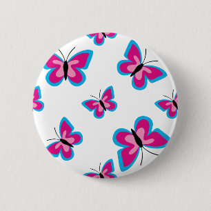 Macaron Rond 5 Cm Motif papillon rose bleu