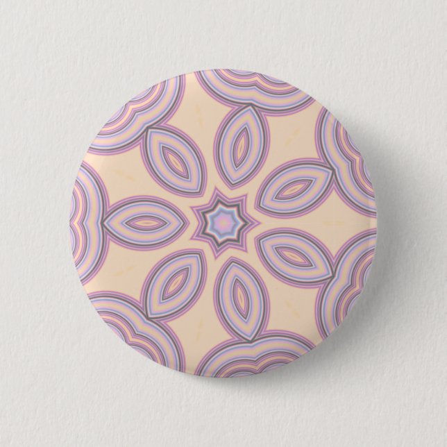 Macaron Rond 5 Cm Motif Pastel Pink & Purple Kaleidoscope (Devant)