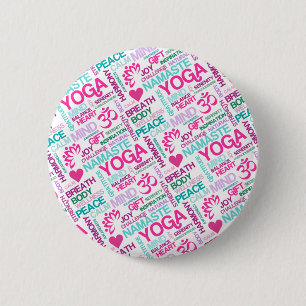 Macaron Rond 5 Cm Motif rose de YOGA de Namaste, de paix et