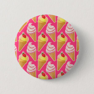 Macaron Rond 5 Cm Motif rose Kawaii avec crème glacée aux fraises