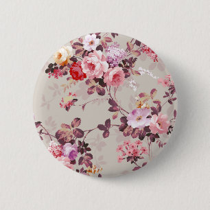 Macaron Rond 5 Cm Motif Rose rouge violet rose Vintage