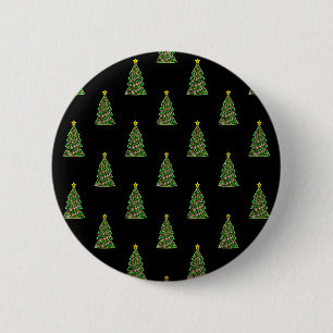 Macaron Rond 5 Cm Motif sans couture avec arbres de Noël